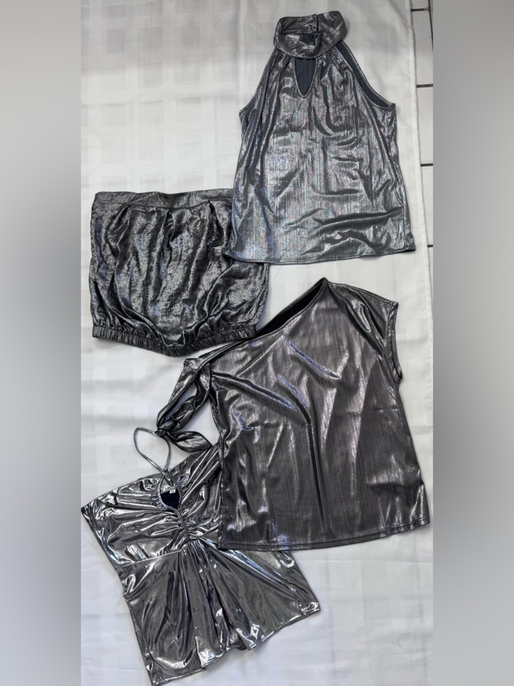 *BUNDLE* Silver Metallic Tops. Various Styles Halter to strapless.